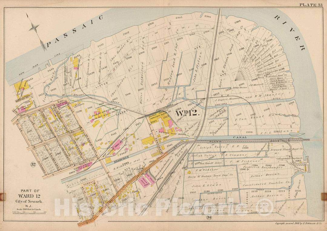 Historic Map : Atlas City of Newark, Newark 1901 Plate 033 , Vintage Wall Art