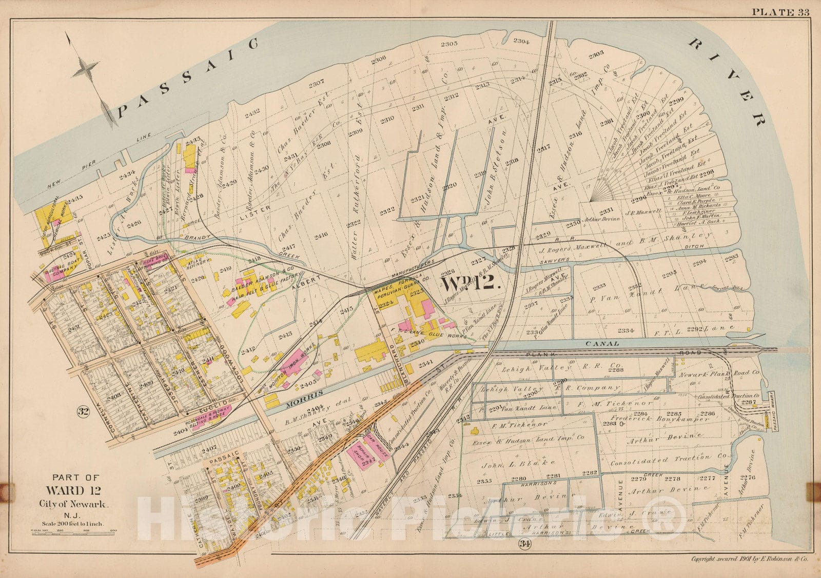 Historic Map : Atlas City of Newark, Newark 1901 Plate 033 , Vintage Wall Art