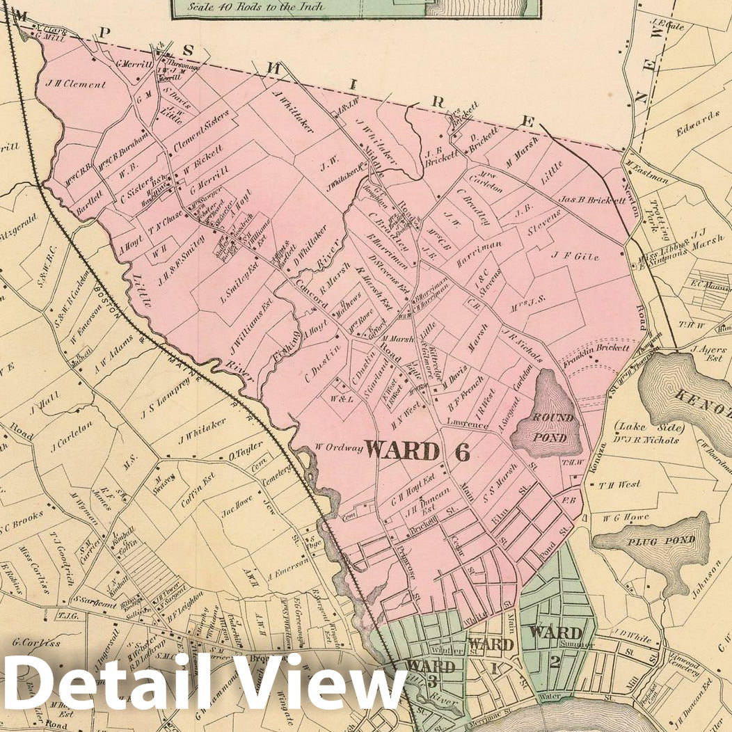 Historic Map : Atlas of Essex County Massachusetts, Haverhill 1872 , Vintage Wall Art