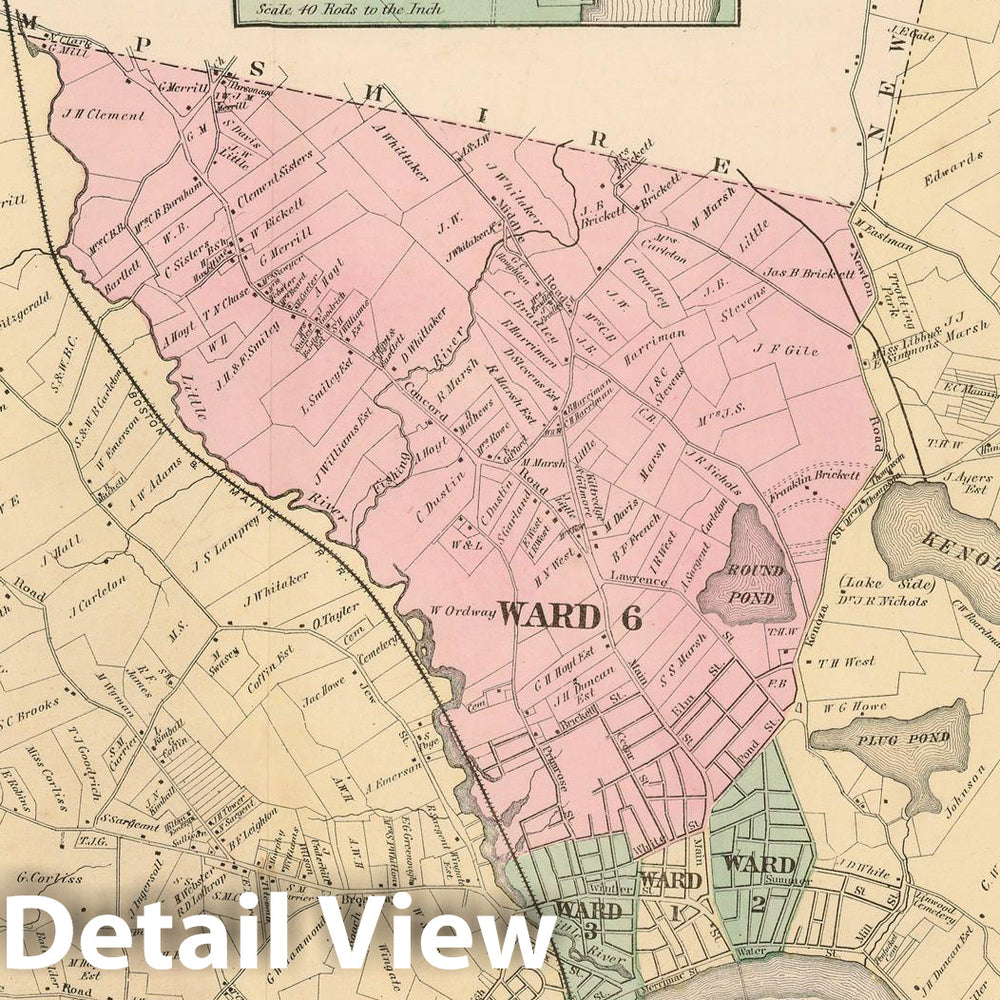 Historic Map : Atlas of Essex County Massachusetts, Haverhill 1872 , Vintage Wall Art