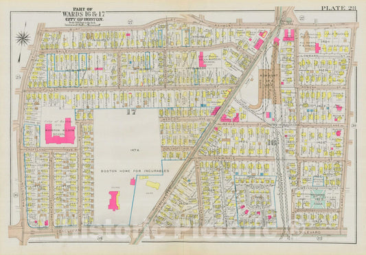 Historic Map : Atlas City of Boston, Dorchester, Dorchester 1933 Plate 028 , Vintage Wall Art