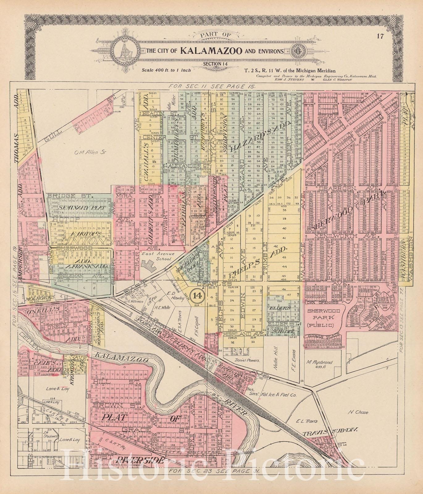Historic Map : Kalamazoo 1910 , Standard Atlas of Kalamazoo County , v13, Vintage Wall Art