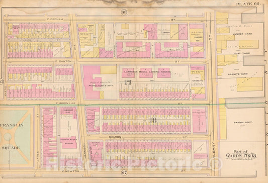 Historic Map : Atlas City of Boston, City Proper, Vol. 2, Boston 1888 Plate 066 , Vintage Wall Art