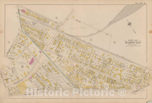 Historic Map : Atlas City of Somerville, Somerville 1895 Plate 008 , Vintage Wall Art