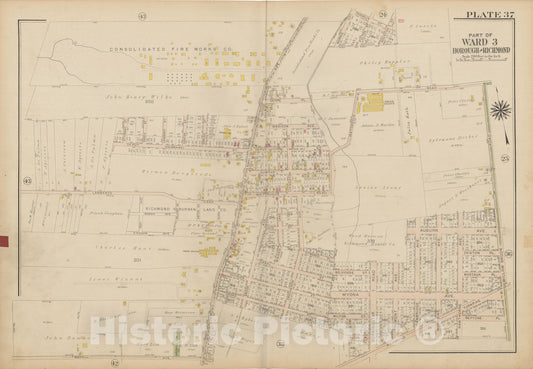 Historic Map : Atlas of Staten Island, Borough of Richmond, Vol 1, Staten Island 1917 Plate 037 , Vintage Wall Art