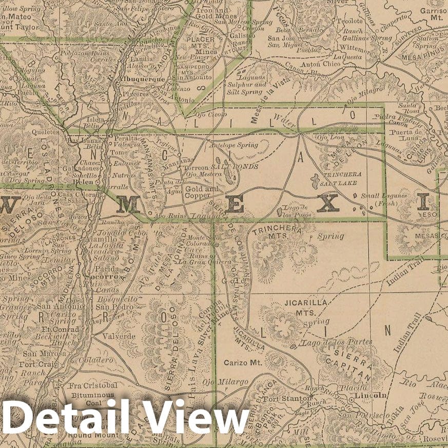 Historic Map : New Mexico 1877 , Business Atlas of the USA , Vintage Wall Art