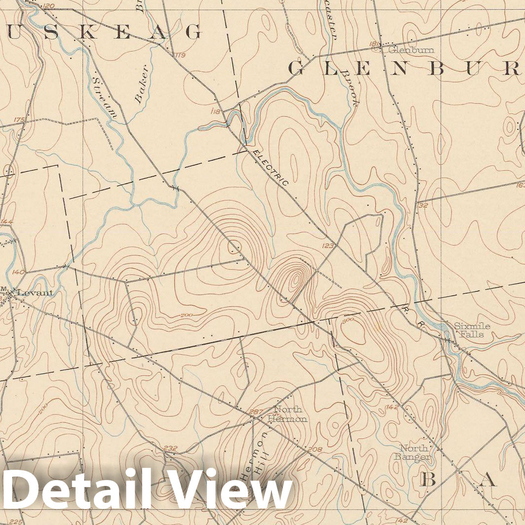 Historic Map : Atlas of Maine 1905, Bangor & Hermon & Hudson & Kenduskeag & Old Town & Orono 1905 Topographic Map , Vintage Wall Art