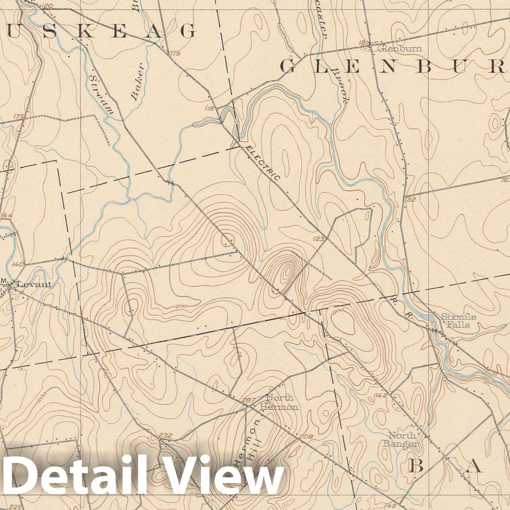 Historic Map : Atlas of Maine 1905, Bangor & Hermon & Hudson & Kenduskeag & Old Town & Orono 1905 Topographic Map , Vintage Wall Art
