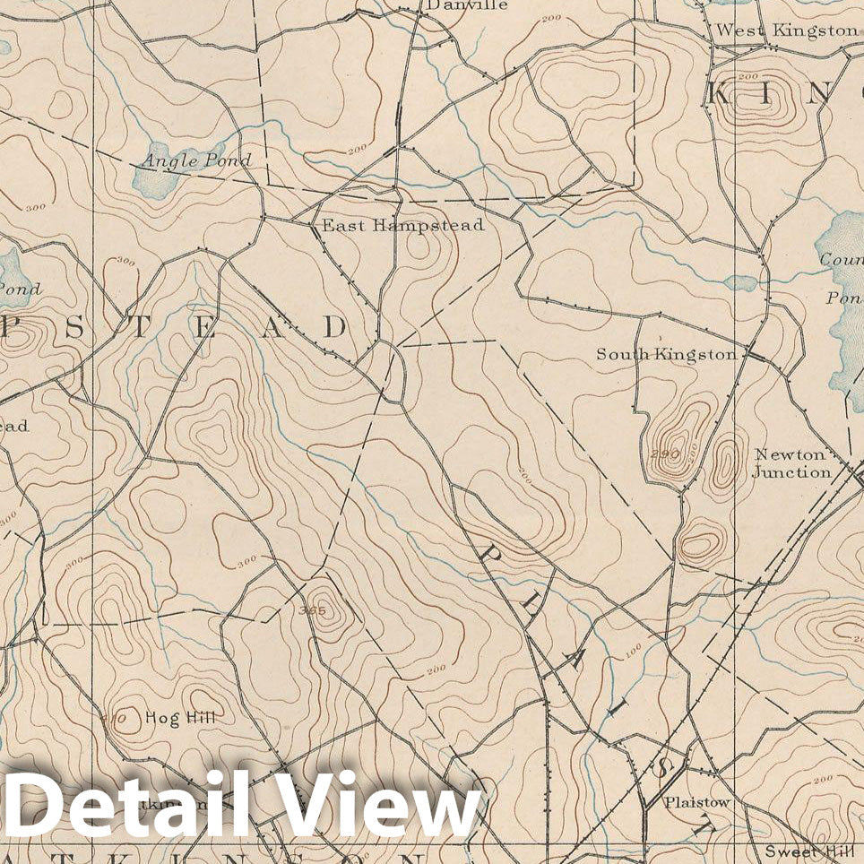 Historic Map : Atlas of Massachusetts, Danville & Hampstead & Haverhill & Kingston 1890 Page 29 , Vintage Wall Art