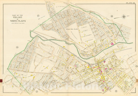 Historic Map : Westchester County, NY Volume 2, White Plains 1909 Plate 022 , Vintage Wall Art