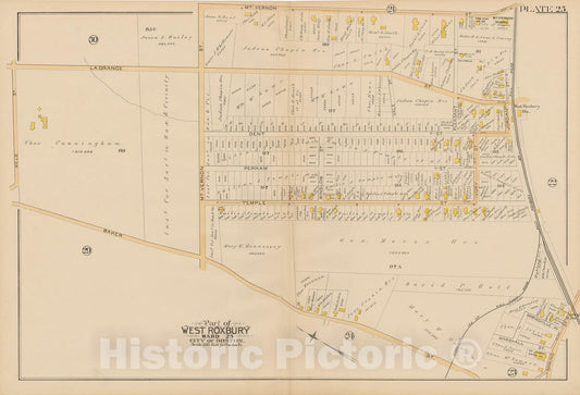 Historic Map : Atlas City of Boston, West Roxbury 1890 Plate 025 , Vintage Wall Art