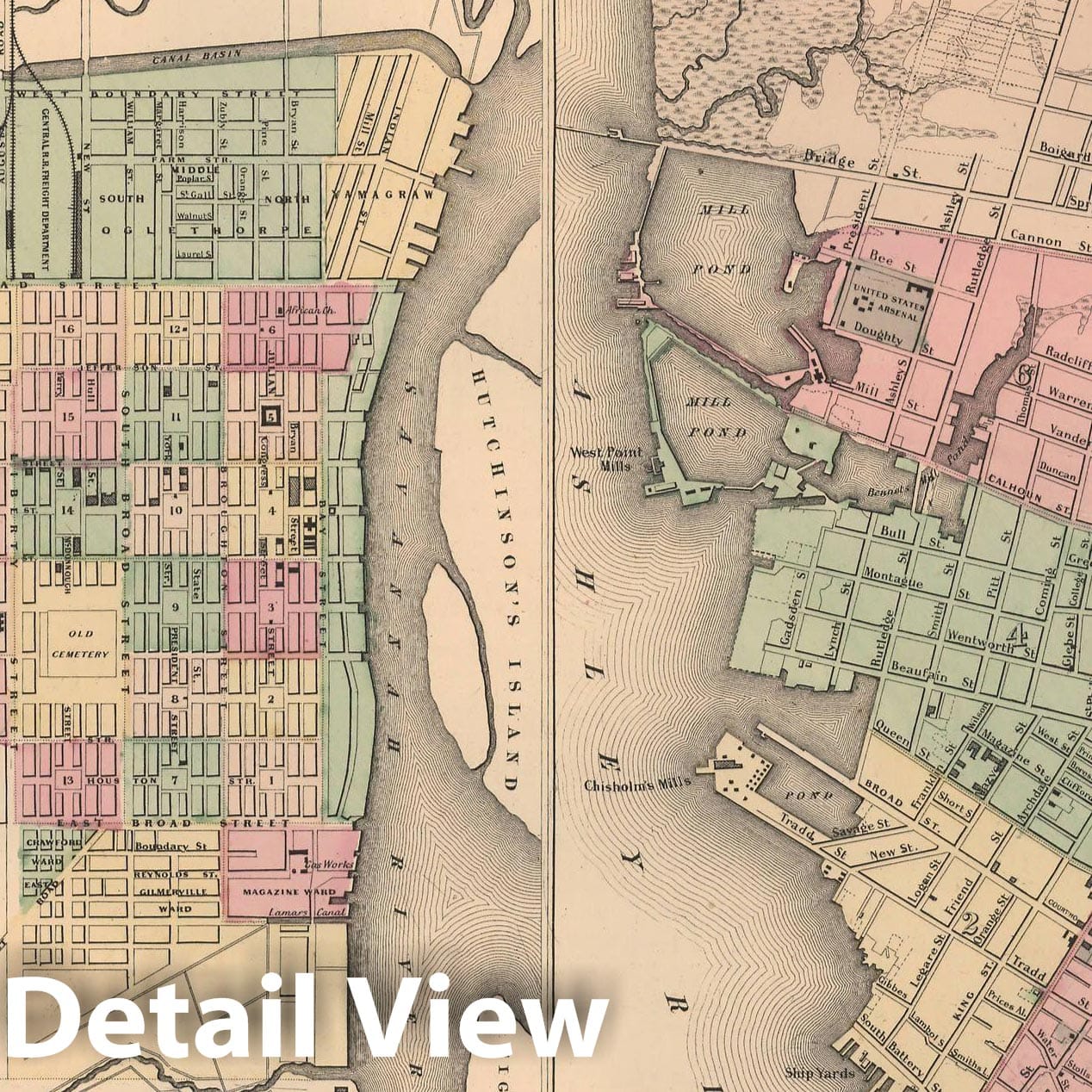 Historic Map : General Atlas (Of The World), Charleston & Savannah 1857 , Vintage Wall Art