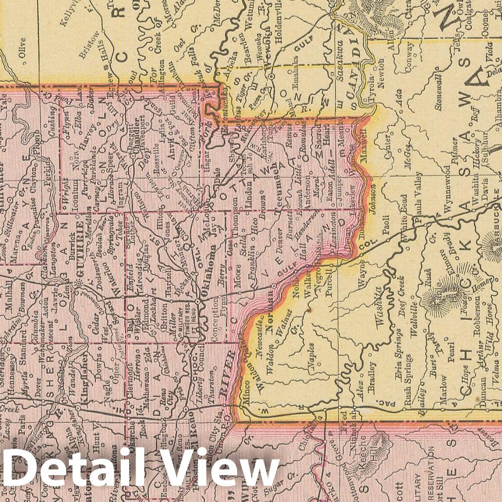 Historic Map : Oklahoma 1900 , Universal Atlas World , Vintage Wall Art