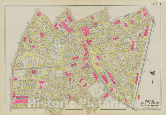 Historic Map : Atlas City of Boston, Dorchester, Dorchester 1933 Plate 001 , Vintage Wall Art