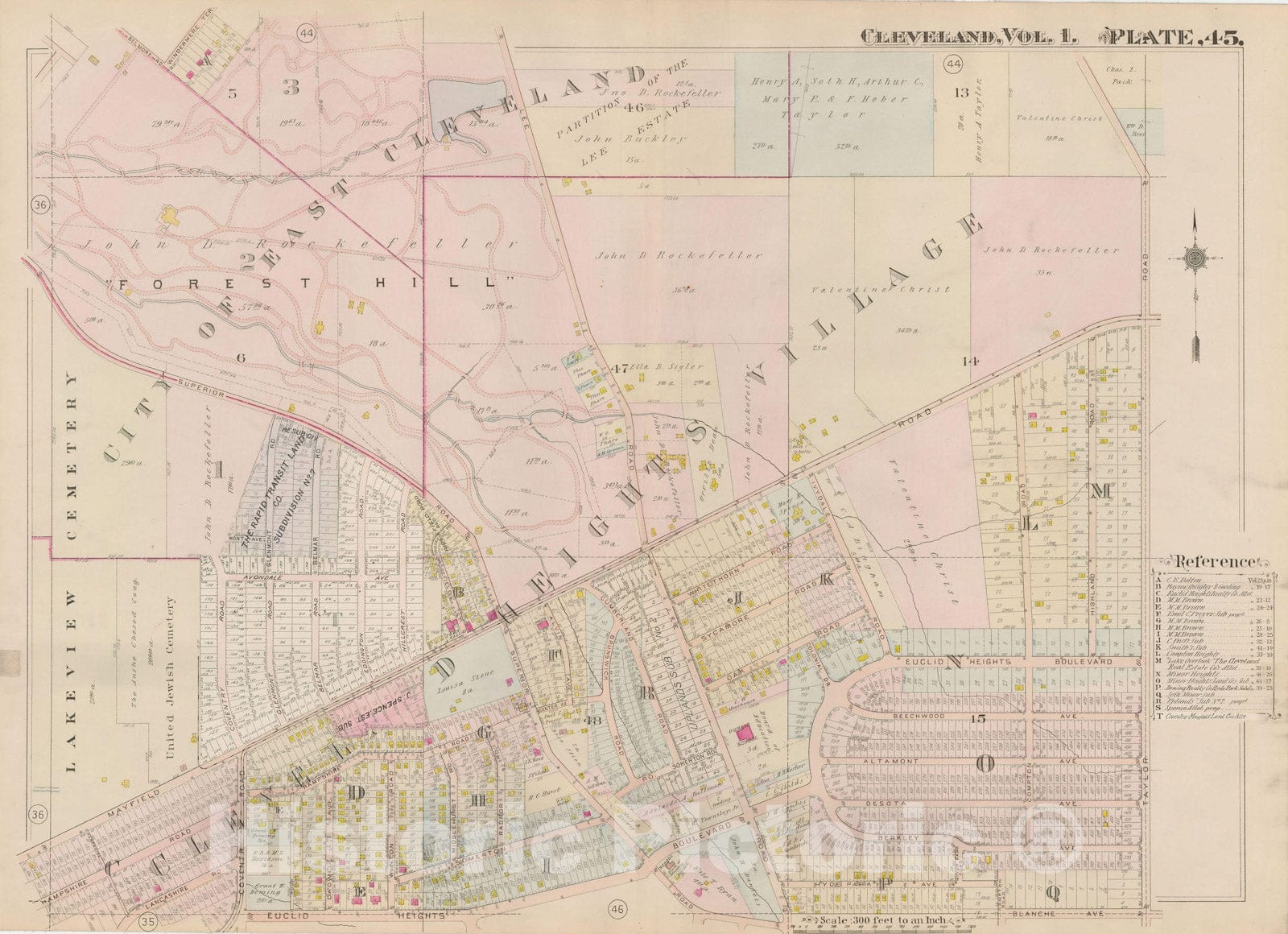 Historic Map : Plat Book of The City of Cleveland, Vol. One, 1912 Plate 045 , Vintage Wall Art