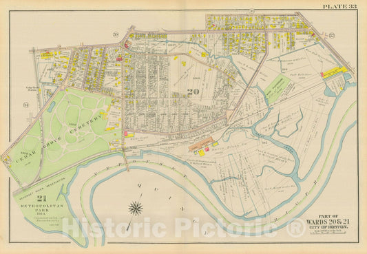 Historic Map : Atlas City of Boston, Dorchester, Dorchester 1918 Plate 033 , Vintage Wall Art