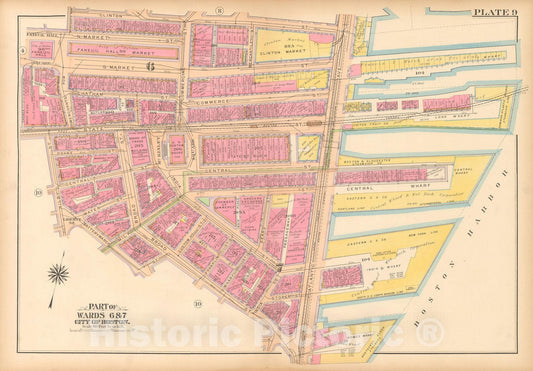Historic Map : Atlas City of Boston, Boston 1912 Plate 009 , Vintage Wall Art