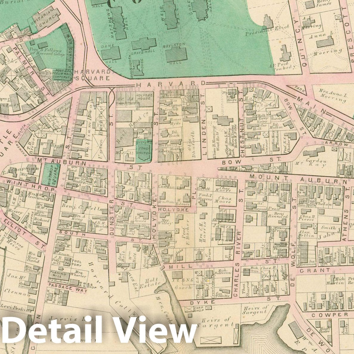 Historic Map : Atlas City of Cambridge, Middlesex Co., Massachusetts, Cambridge 1873 Plate A , Vintage Wall Art