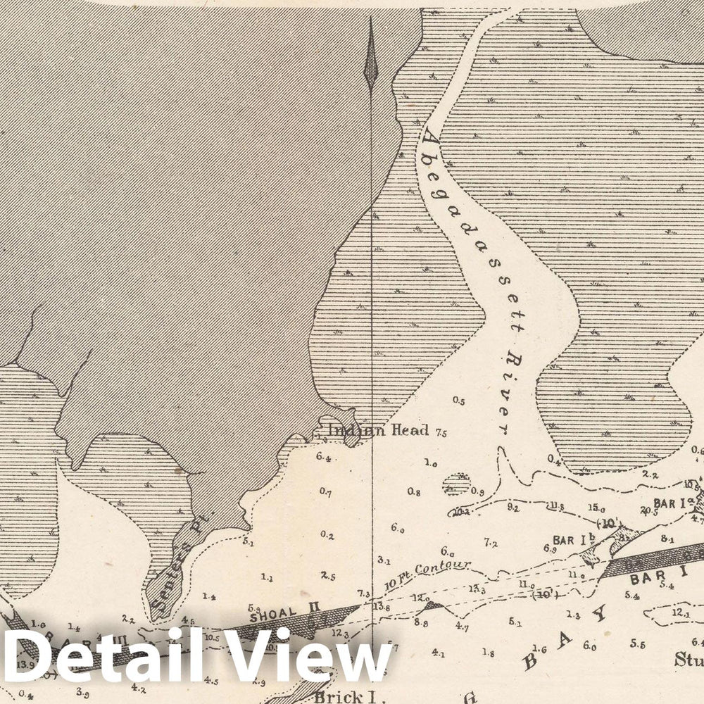 Historic Map : Merrymeeting Bay 1879 Topographic Map , Vintage Wall Art