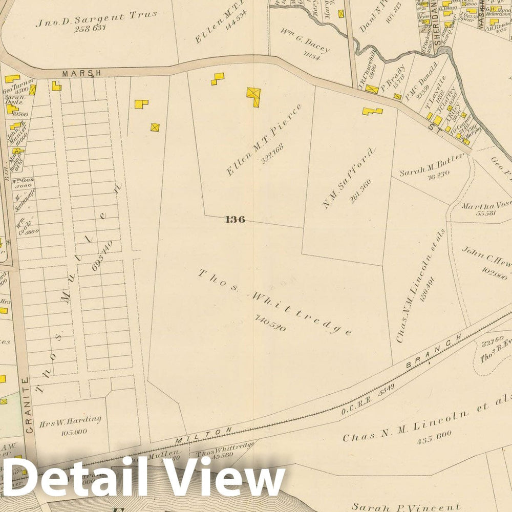 Historic Map : Atlas of Dorchester, Dorchester 1884 Plate K , Vintage Wall Art
