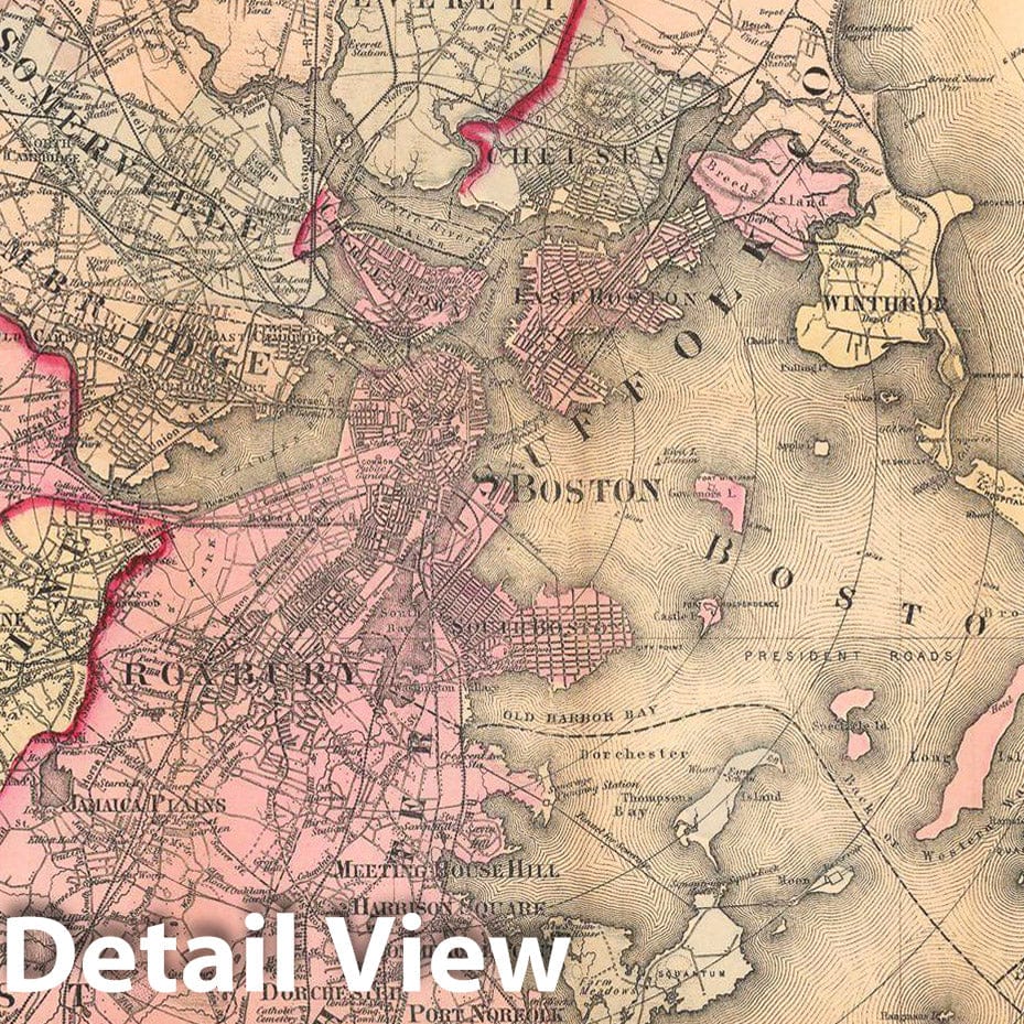 Historic Map : Boston 1888 , Vintage Wall Art