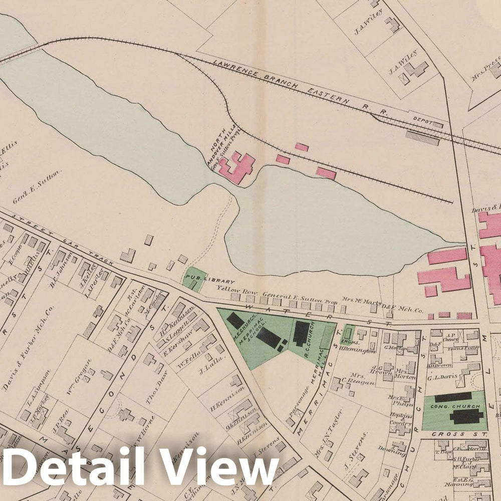 Historic Map : Atlas of Essex County, North Andover 1884 , v2, Vintage Wall Art