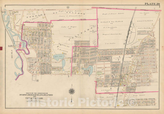 Historic Map : Atlas of Bergen County, New Jersey, Volume One, Dumont & Palisade 1912 Plate 020 , Vintage Wall Art