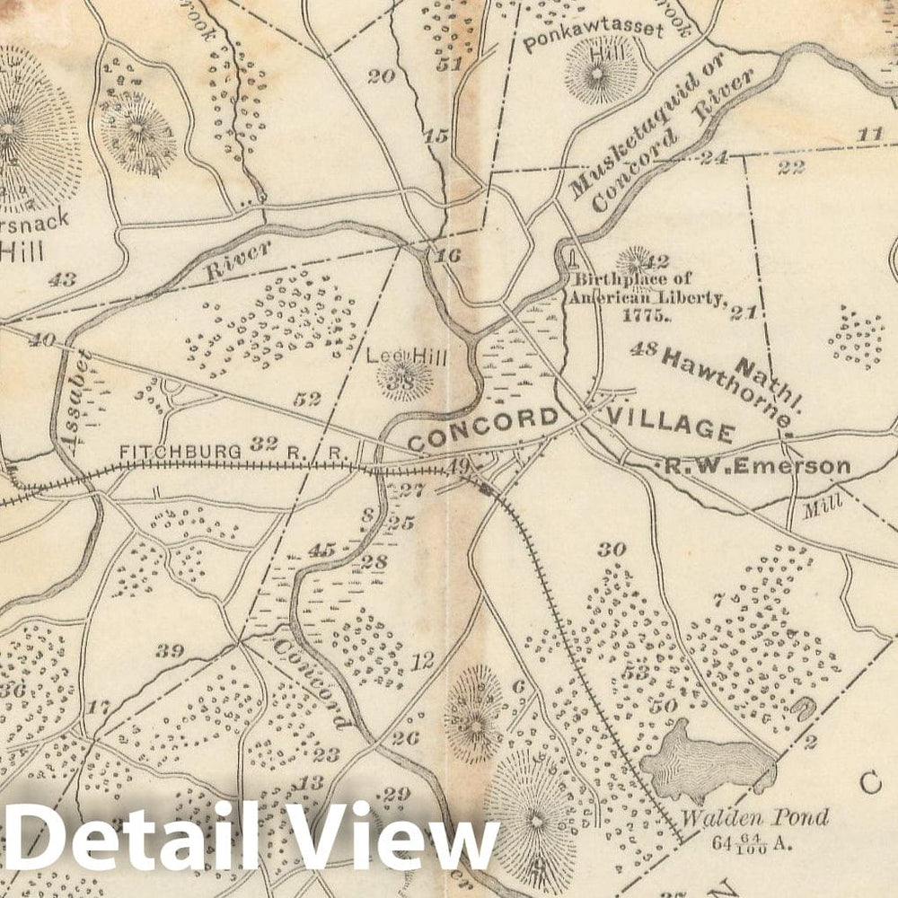 Historic Map : Concord, Concord 1852 , Vintage Wall Art