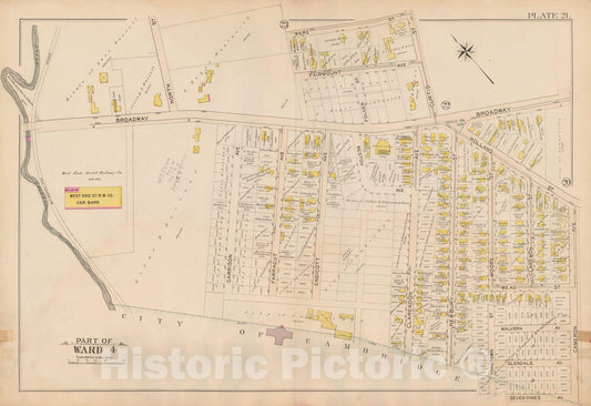 Historic Map : Atlas City of Somerville, Somerville 1895 Plate 021 , Vintage Wall Art