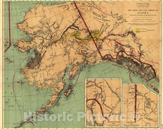 Historic Map : Alaska 1898 , Vintage Wall Art