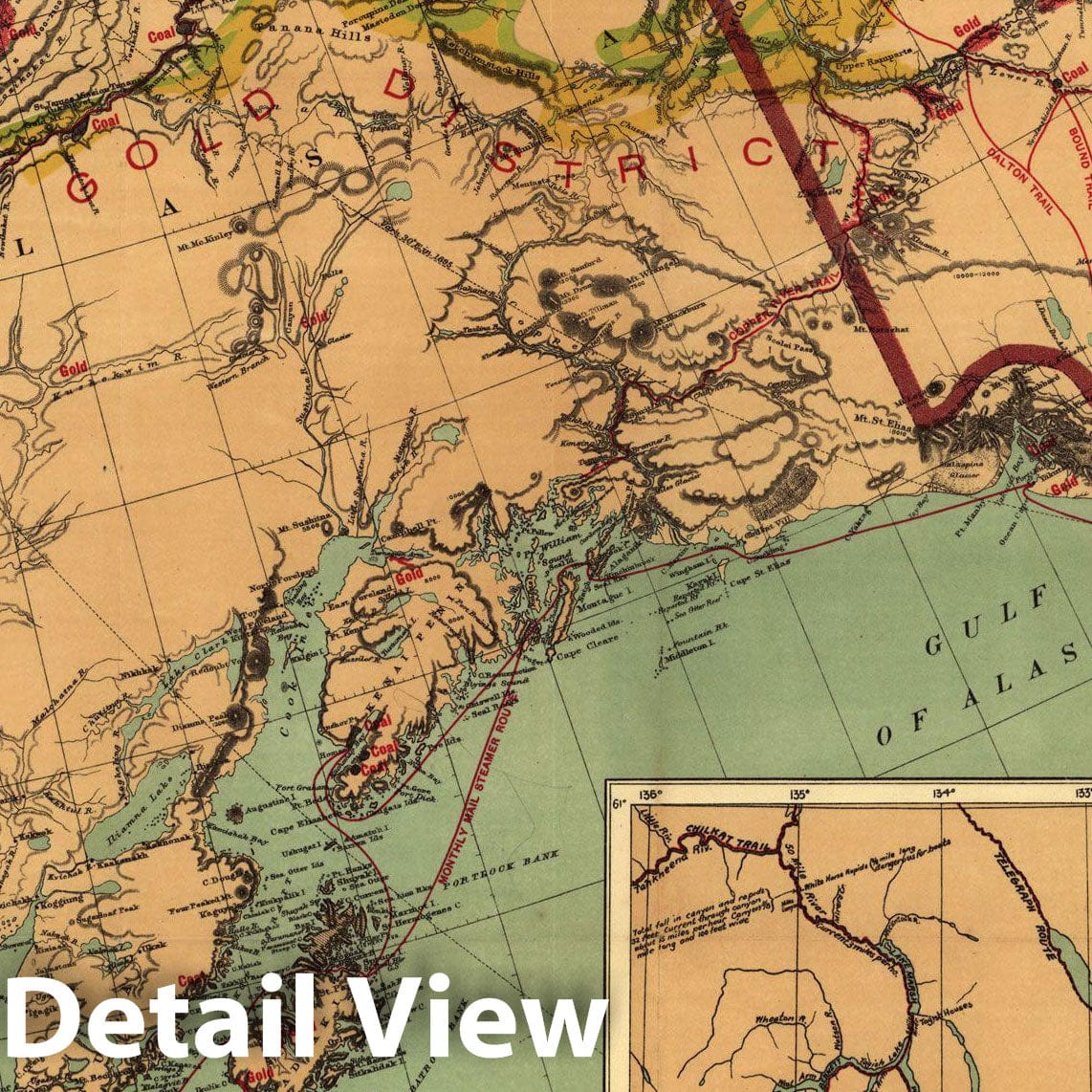 Historic Map : Alaska 1898 , Vintage Wall Art