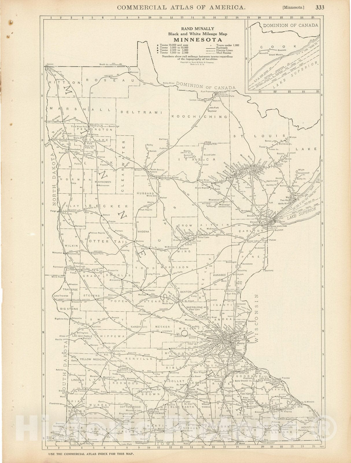 Historic Map : Minnesota 1925 , v2, Vintage Wall Art