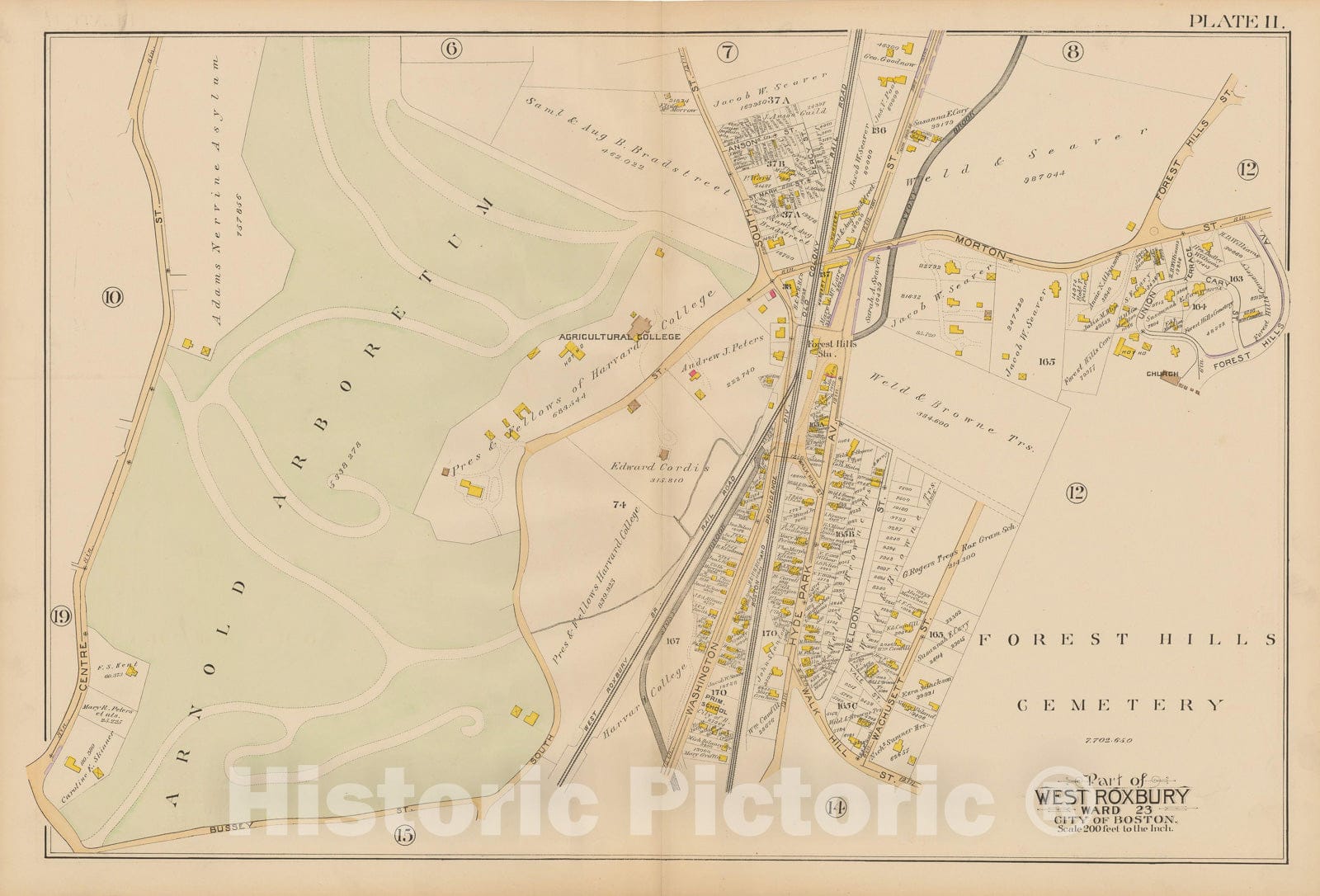 Historic Map : Atlas City of Boston, West Roxbury 1890 Plate 011 , Vintage Wall Art