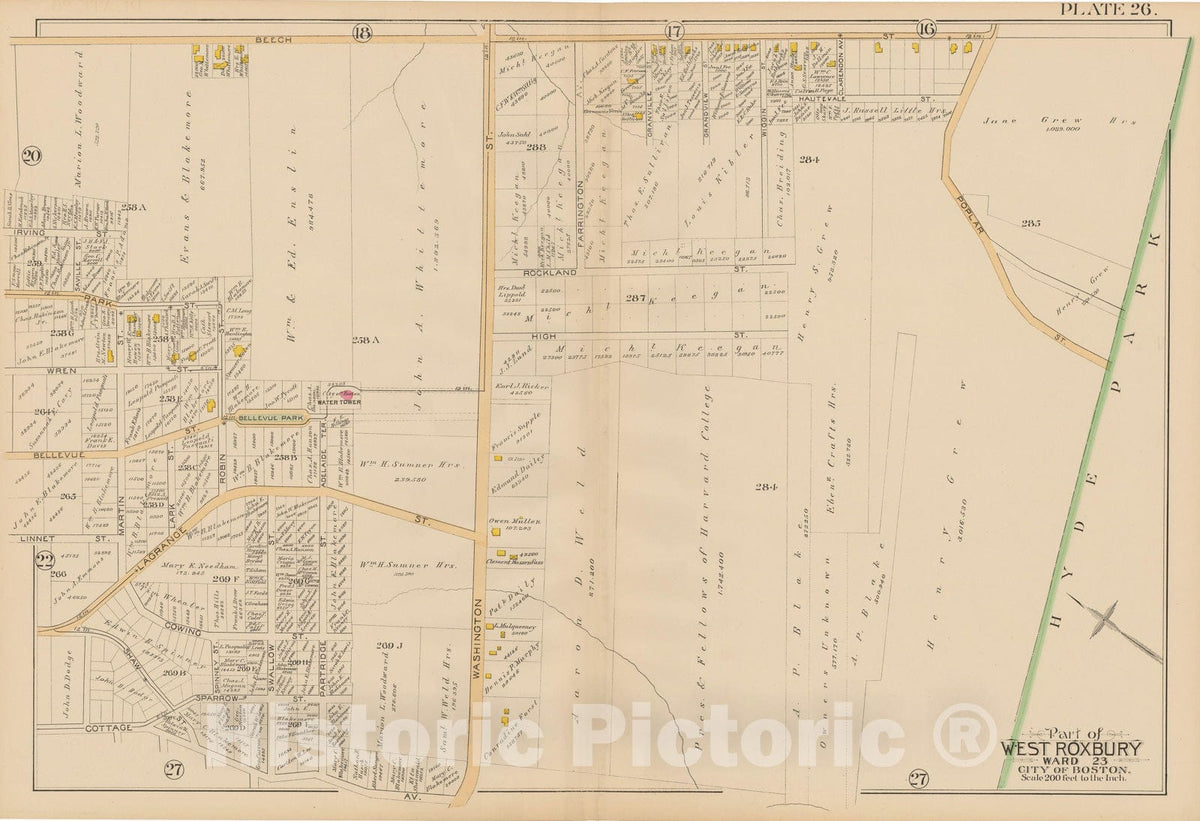 Historic Map : Atlas City of Boston, West Roxbury 1890 Plate 026 , Vintage Wall Art