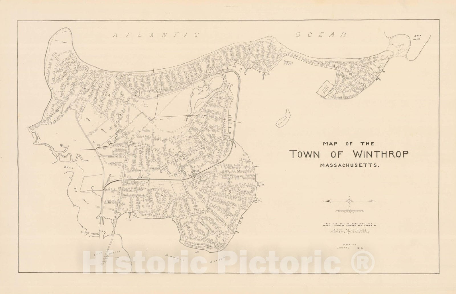 Historic Map : Winthrop 1942 , Vintage Wall Art