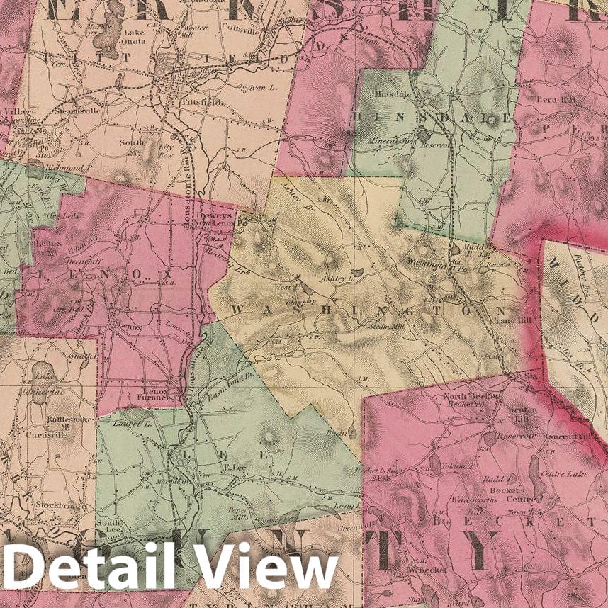 Historic Map : Official Topographical Atlas of Massachusetts, Berkshire 1871 , Vintage Wall Art