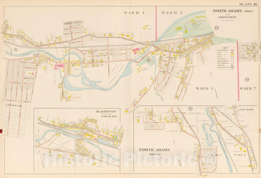 Historic Map : Atlas of Berkshire County Massachusetts, North Adams 1904 Plate 050 , Vintage Wall Art