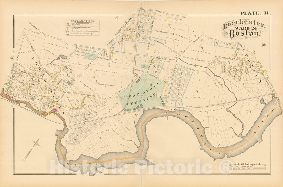 Historic Map : Atlas of Dorchester, Dorchester 1882 Plate 031 , Vintage Wall Art