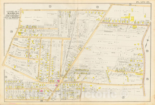 Historic Map : Atlas City of Boston, Vol. 5, Dorchester, Dorchester 1889 Plate 025 , Vintage Wall Art