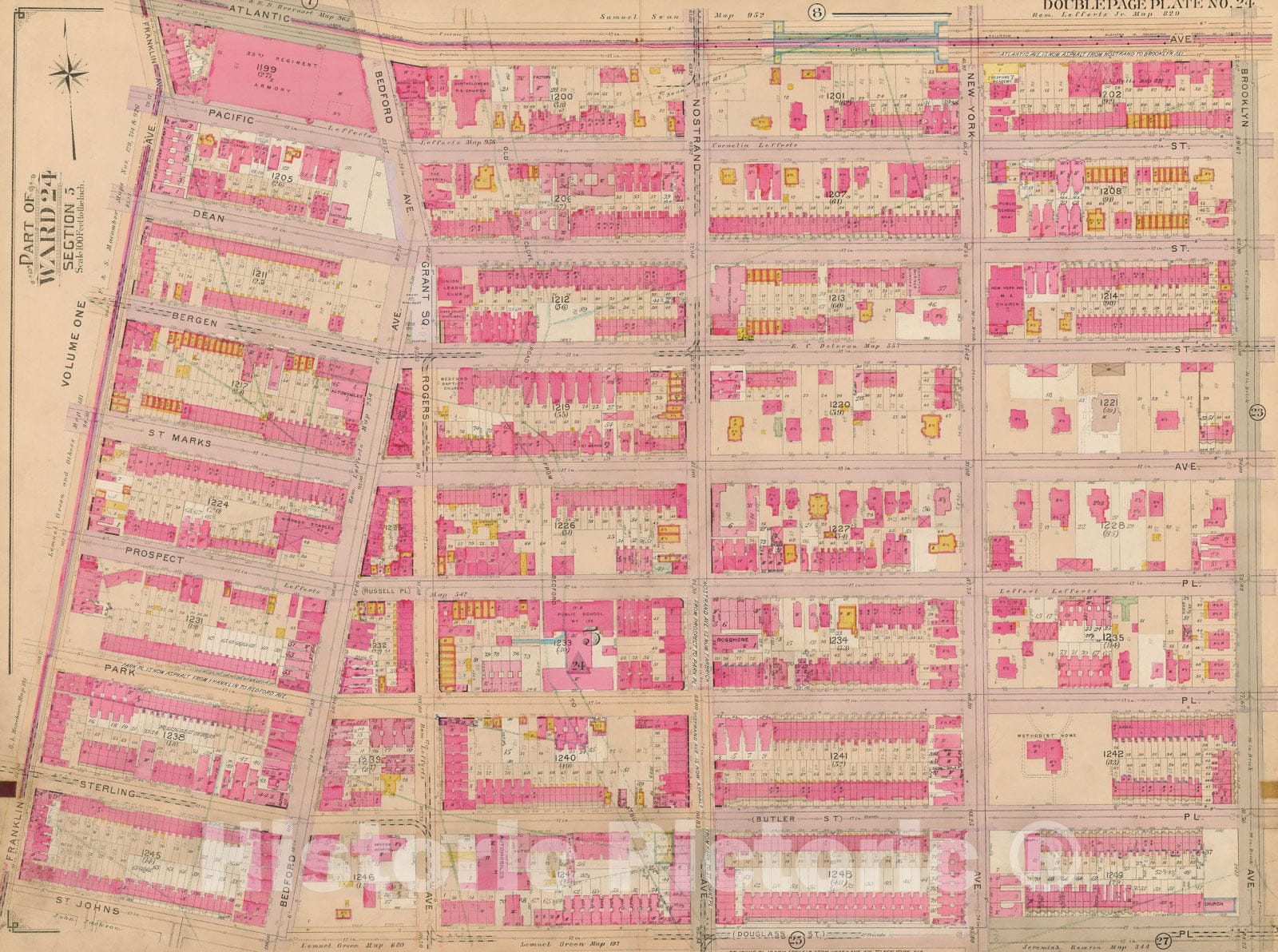 Historic Map : Brooklyn 1904 Plate 024 , Atlas Borough of Brooklyn , Vintage Wall Art