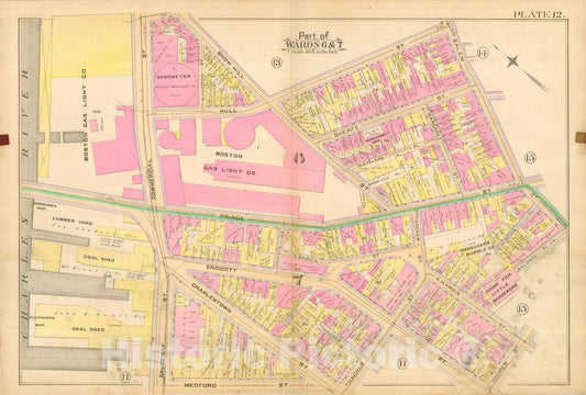 Historic Map : Atlas City of Boston, City Proper, Vol. I, Boston 1888 Plate 012 , Vintage Wall Art