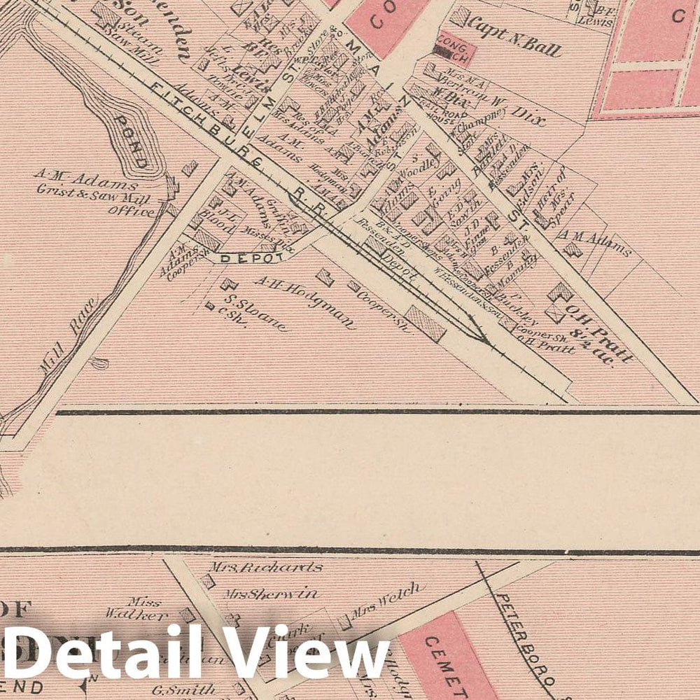 Historic Map : County Atlas of Middlesex Massachusetts, Townsend 1875 , Vintage Wall Art