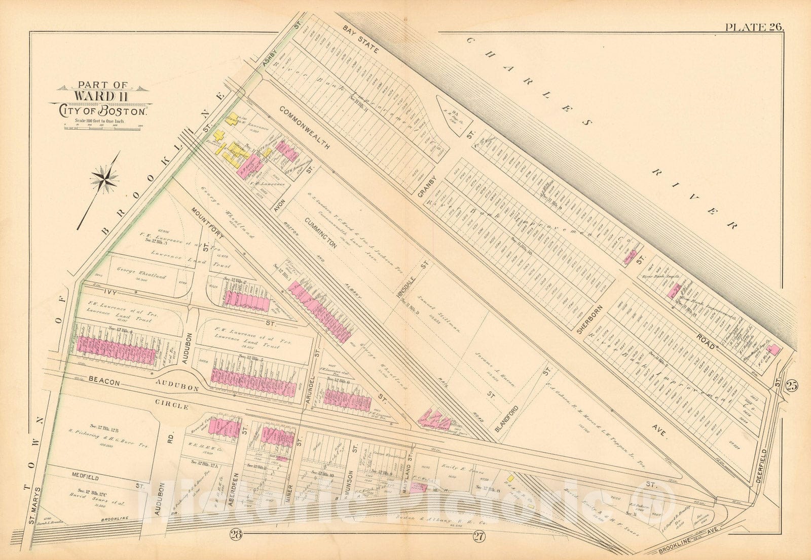 Historic Map : Boston 1895 Plate 026 , Atlas City of Boston Proper & Roxbury , Vintage Wall Art
