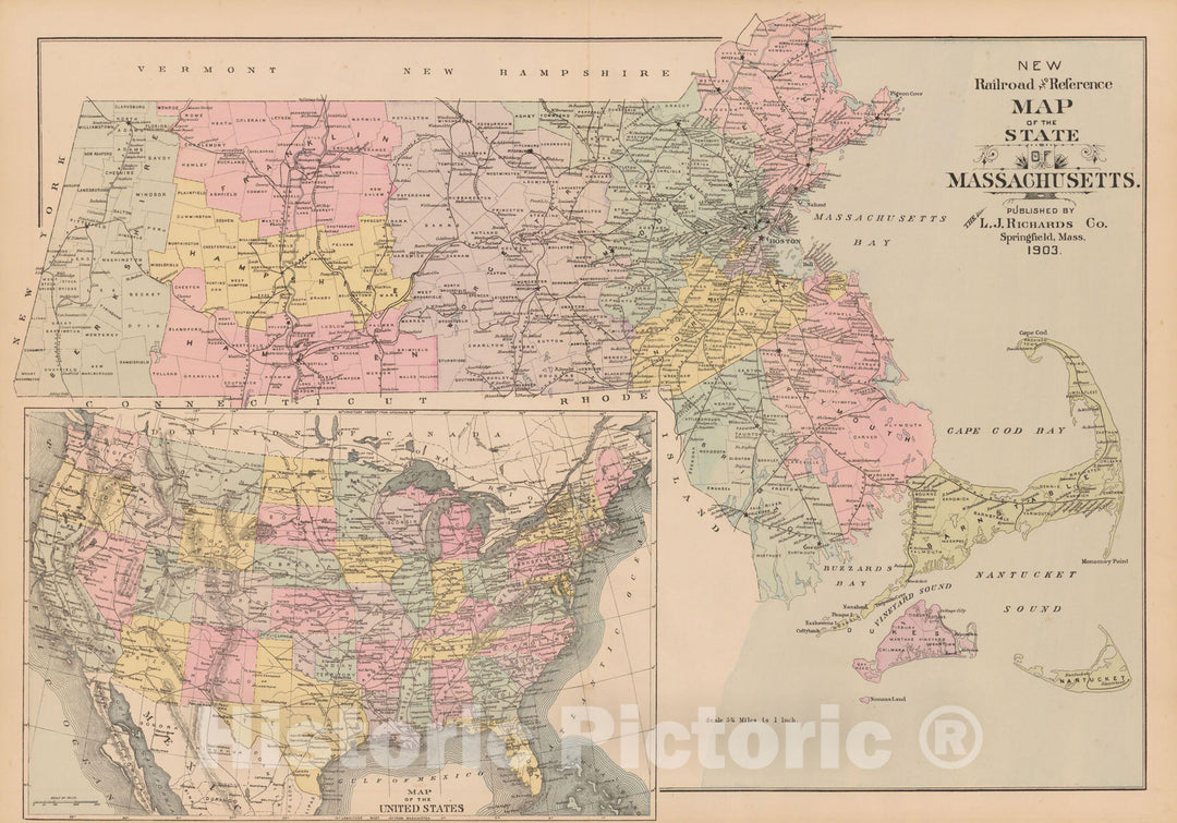 Historic Map : MA, Massachusetts 1903 , New Topographical Atlas of Surveys of Plymouth County ... , Vintage Wall Art