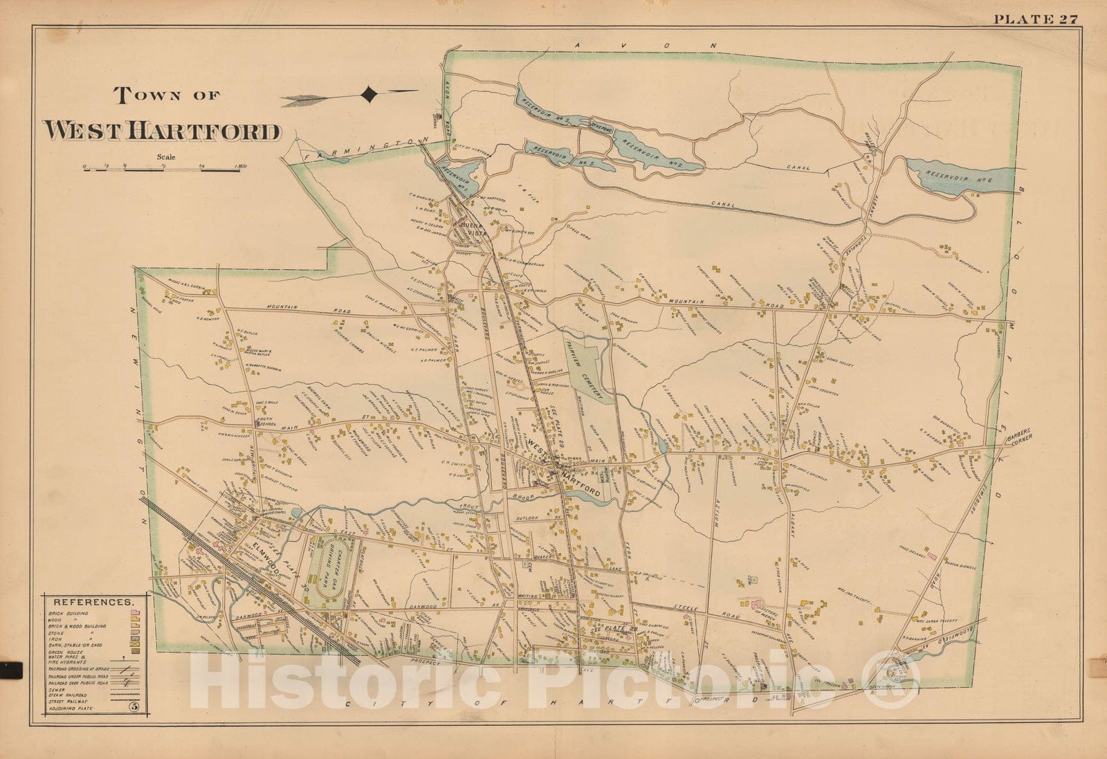 Historic Map : Atlas City of Hartford, West Hartford 1896 Plate 027 , Vintage Wall Art