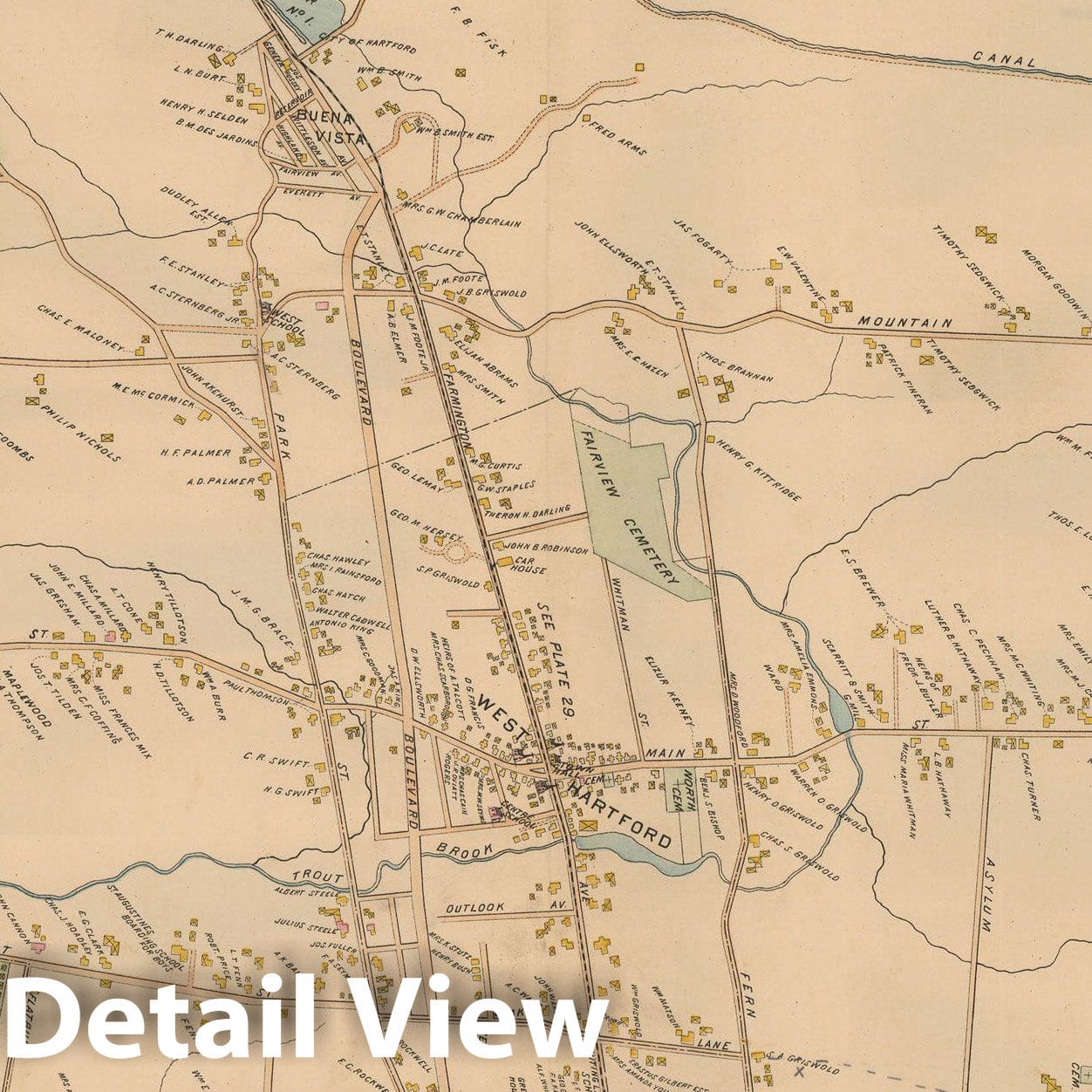 Historic Map : Atlas City of Hartford, West Hartford 1896 Plate 027 , Vintage Wall Art