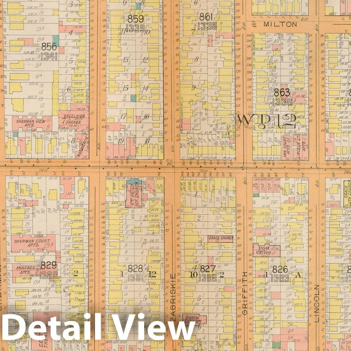 Historic Map : Plat Book of Jersey City, 1928 Plate 018 , Vintage Wall Art