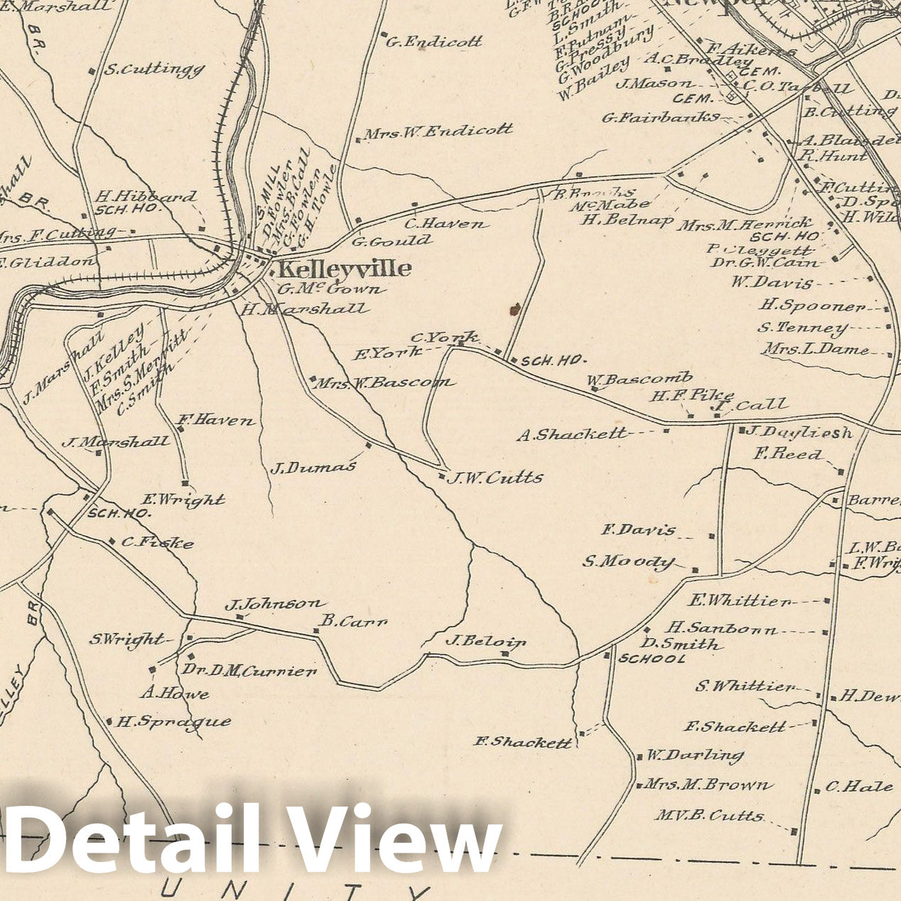 Historic Map : Newport 1892 , Town and City Atlas State of New Hampshire , Vintage Wall Art