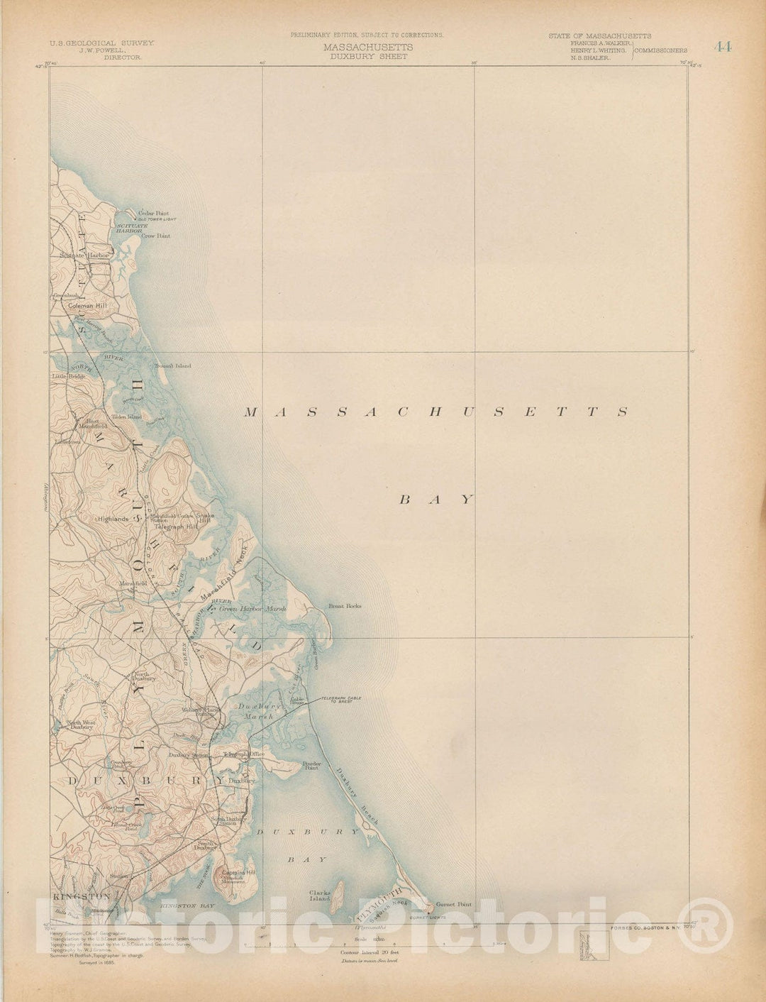 Historic Map : Atlas of Massachusetts, Duxbury & Marshfield 1890 Page 44 , Vintage Wall Art