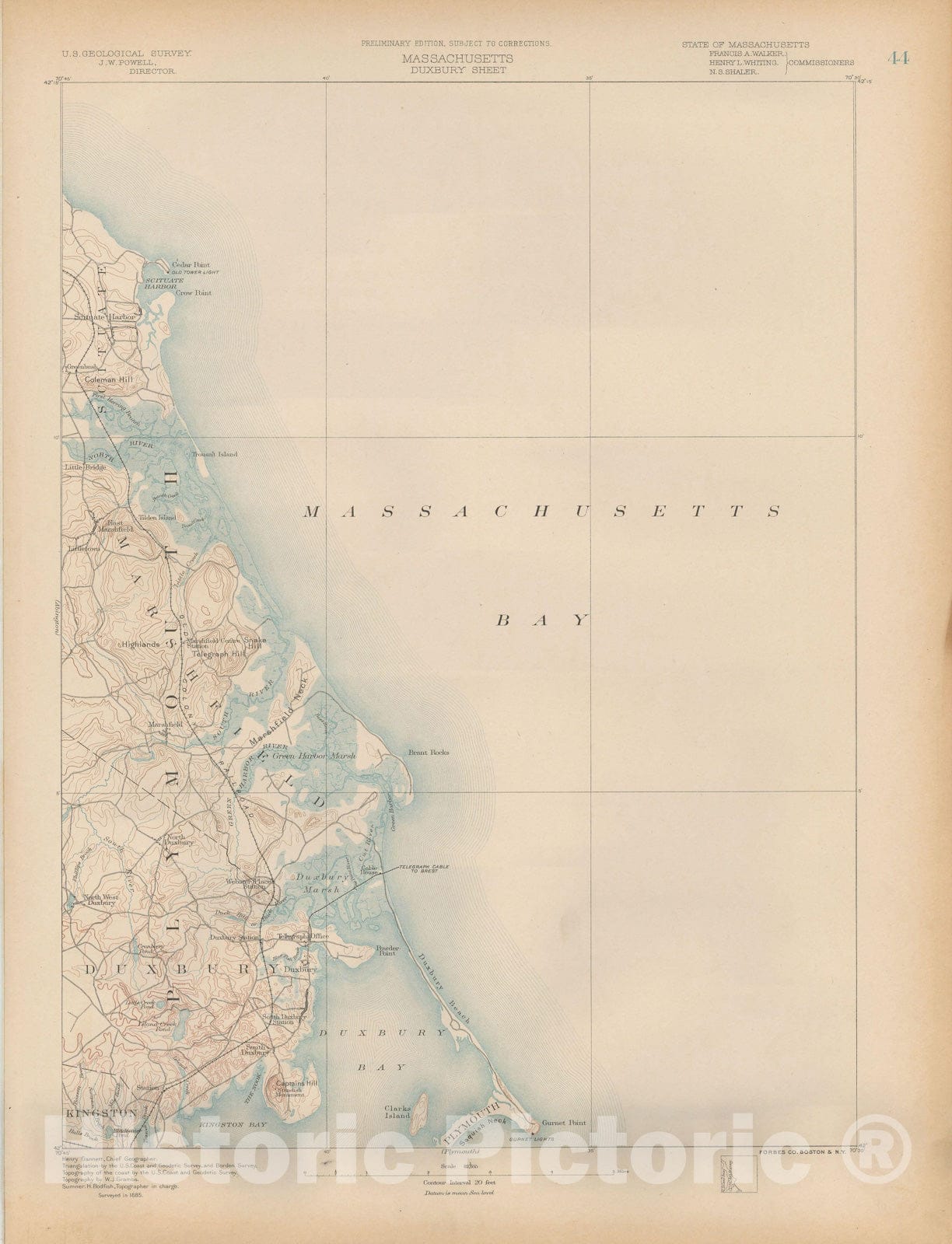 Historic Map : Atlas of Massachusetts, Duxbury & Marshfield 1890 Page 44 , Vintage Wall Art